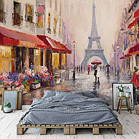 Флизелиновые фотообои 368x254 см Арт город Париж (11512V8)+клей