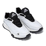 Осінні весняні чоловічі шкіряні кросівки Adidas Ozelia (Адідас) білі спортивні з натуральної шкіри *А-04біл*, фото 3