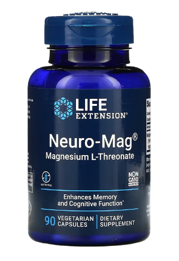 Магній Л-треонат, Neuro-Mag, Life Extension, 90 капсул у рослинній оболонці