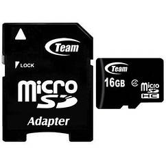 Картка пам'яті MicroSDHC 16 GB Class 4 Team + SD-adapter (TUSDH16GCL403)