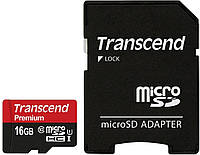 Карта пам`ятi MicroSDHC 16GB UHS-I Class 10 Transcend Premium 400x + SD-adapter (TS16GUSDU1)