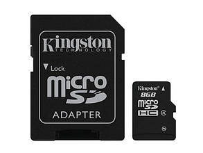 Картка пам'яті MicroSDHC 8 GB Class 4 Kingston + SD-adapter (SDC4/8GB)
