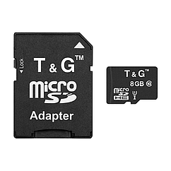 Картка пам'яті MicroSDHC 8 GB UHS-I Class 10 T&G + SD-adapter (TG-8GBSD10U1-01)