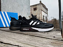 Чоловічі кросівки Adidas ZX 2K Boost Black White чорні з білим, фото 6