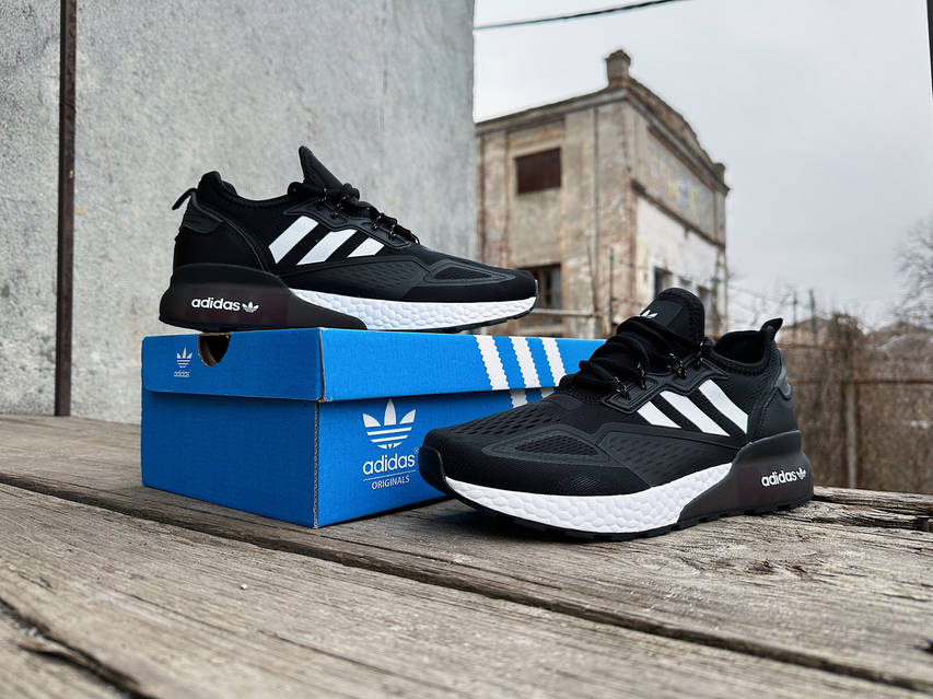 ？？？ Чоловічі кросівки Adidas ZX 2K Boost Black White чорні з