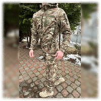 Демисезонный тактический костюм SoftShell Multicam (46-56р) Костюм Горка мультикам на флисе для ЗСУ весна