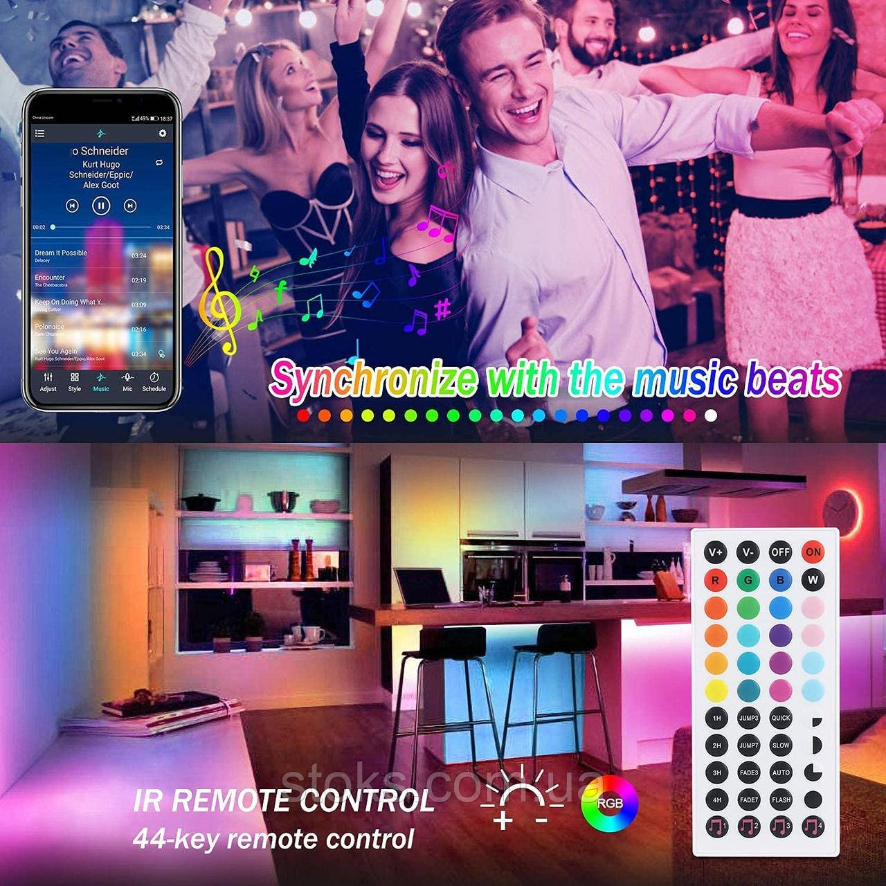 SMD светодиодная лента RGB + 44 клавиши пульт 24 В / 3,5 А 6.5-метров  Управление телефоном (ID#1770411000), цена: 913.60 ?, купить на Prom.ua