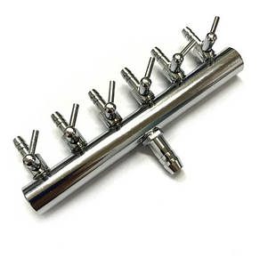 Розподільник повітря SunSun на 6 виходів (вихід 4 мм, підключення 8 мм), нерж. сталь для ставка, водойми, озера, узв