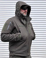 Куртка олива Soft Shell, курточка на липучках водоотталкивающая