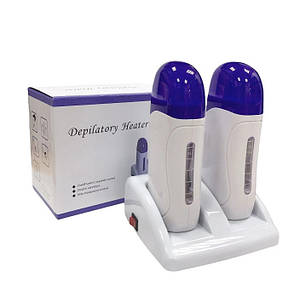 Воскоплав двокасетний Globalstar Depilatory Double Wax Heater WW-1031 2в1 з підставкою для депіляції волосся, фото 2