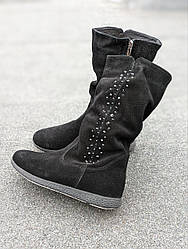 STTOPA демі зима. Висота 29 см. Розміри 40-45. Чоботи великих розмірів шкіряні. 273-4045-2 Чорні