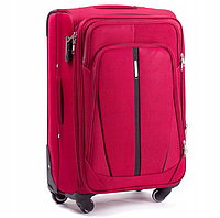 Тканевый малый дорожный чемодан на 4 колеса WINGS размер S бордовый текстильный маленький чемодан ручная кладь