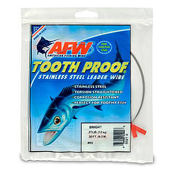 Поводковий матеріал AFW ToothProof Stainless Steel Single Strand Leader Bright # 2 (27 lb / 12 kg) 0.28 mm (30 ft. / 9.2 m.)