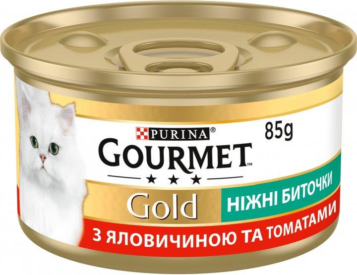 Purina Gourmet Gold Ніжні биточки з яловичиною і томатами  85 г вологий корм для кішок