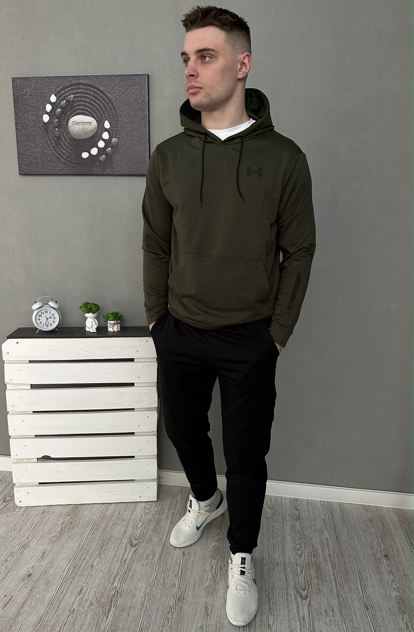 Чоловічий спортивний костюм under armour весняний осінній хакі набір андер армор весна осінь худі штани, фото 1