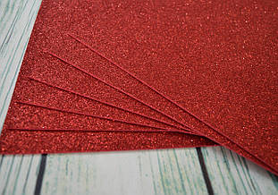 Фоаміран з глітером (блискучий)лист 1мм (24х24см), колір - гранатовий