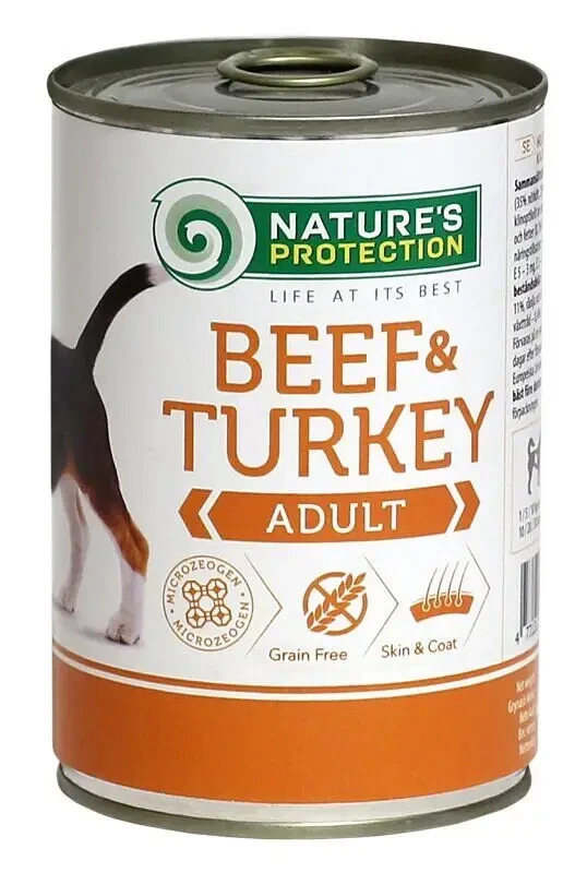 Вологий корм для дорослих собак усіх порід Nature's Protection Adult Beef&Turkey 400 г (яловичина та індичка)