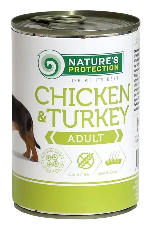 Вологий корм для дорослих собак усіх порід Nature's Protection Adult Chicken&Turkey 400 г (курка та індичка)