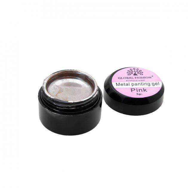 Гель фарба Global Fashion Metal Painting Gel Pink – рідкий рожевий метал, 5 г