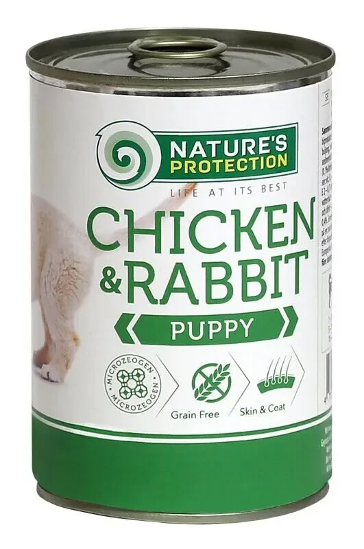Вологий корм для цуценят всіх порід Nature's Protection Puppy chicken&rabbit 800 г (курка і кролик)
