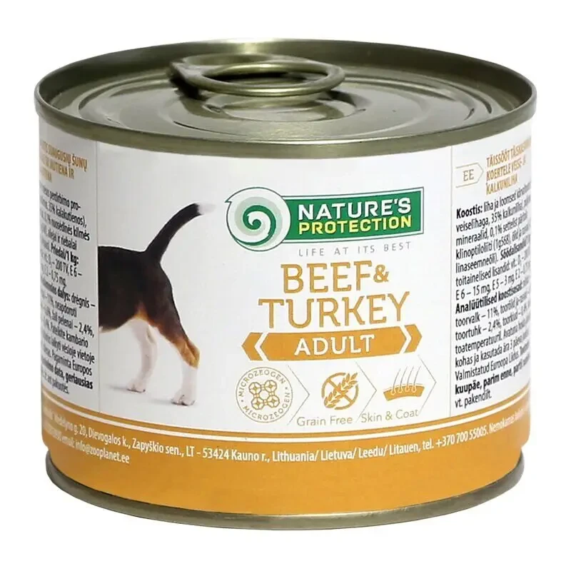 Вологий корм для дорослих собак усіх порід Nature's Protection Adult Beef&Turkey 200 г (яловичина та індичка)