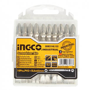Біти S2 двосторонні PH2+SL6×65 мм, 10 шт. INGCO, фото 1