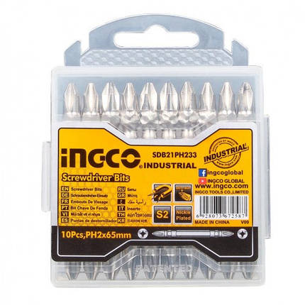 Біти S2 двосторонні PH2×65 мм, 10 шт. INGCO, фото 1