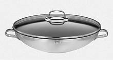 Сковорода WOK Rösle Style 36 см неіржавка сталь з антипригарним покриттям скляна кришка решітка (43675)
