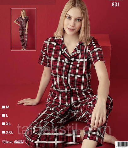 Піжама жіноча сорочка на гудзиках та брюки Туреччина М-L-XL-2XL Коттон+віскоза, фото 2