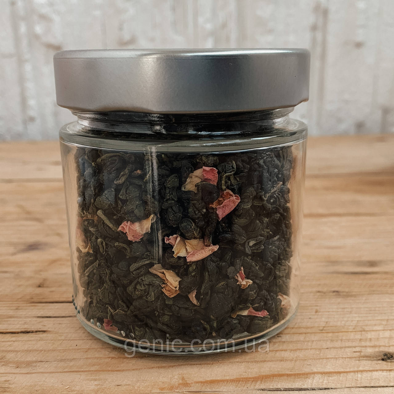 Зелений чай "Сунична симфонія 🍵🍓🌹" 110 грам (баночка 200мл), фото 1