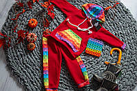 Детский  демисезонный теплый трикотажный костюм с капюшоном и принтом разные цвета