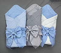 Детский демисезонный конверт на выписку для новорожденного, на 0-6 месяцев. Одеяло с бантом для новорожденных