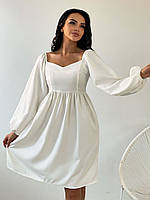 Вишукане коктейльне жіноче плаття-міні з відкритими плечима, біле
