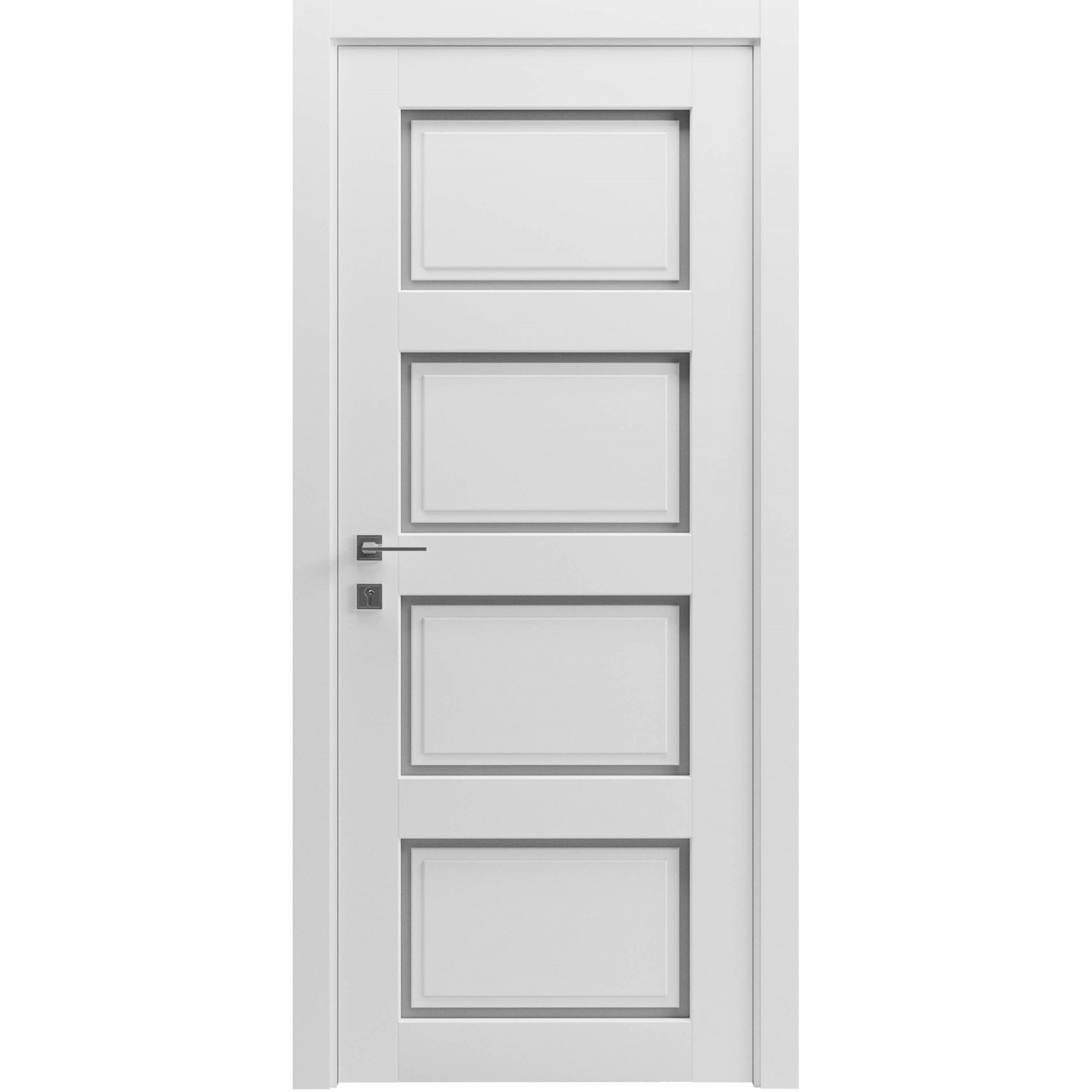 Двері фарбовані колекції CORTES модель Dolce-4 ПГ (з вставкою скла) Білий мат