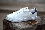 Кросівки жіночі білі stan smith Adidas з чорними вставками, фото 3