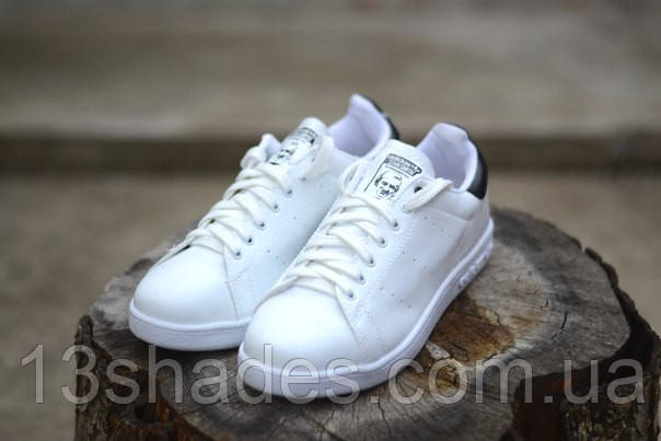 Кросівки жіночі білі stan smith Adidas з чорними вставками