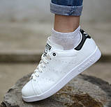 Кросівки жіночі білі stan smith Adidas з чорними вставками, фото 6