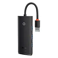 USB-хаб Baseus Lite Series 4-in-1 Black (USB-A to USB 3.0*4) (0.25m) (WKQX030001)