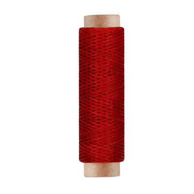 Нитка червона вощена 0,8 мм для ручного шиття плоска для шкіри 50 м