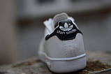 Кросівки жіночі білі stan smith Adidas з чорними вставками, фото 8