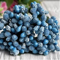 Декоративні гілочки з тичинками темно Блакитні, пучок