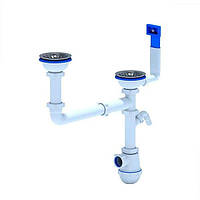 Сифон Аніпласт А7700 кухня подвійна горловина широка з переливом більшим.