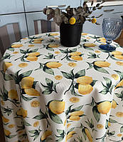 Скатерть круглая скатерть тефлоновая лимоны крупные