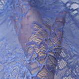 Стрейчеве (еластичне) мереживо синього кольору шириною 20,5 см, фото 5