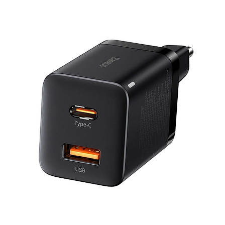 Зарядний пристрій (зарядка) для телефону Baseus Super Si Pro Type-C + USB 30 W Чорний (CCSUPP-E01), фото 1