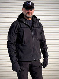 Куртка для поліцейського з липучками, soft shell чорна