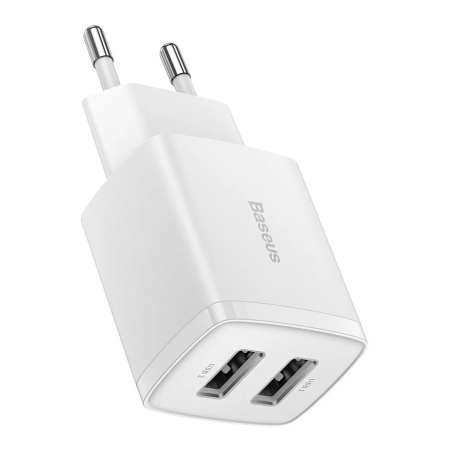 Зарядний пристрій (зарядка) для телефону Baseus Compact Charger 2 х USB Білий (CCXJ010202)