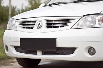 Захисна сітка переднього бампера Renault Logan 2004-2007 р. в. Рено Логан