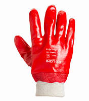 Перчатки трикотанні з ПВХ-покриттям, повний облив, червоні, розмір 10 ДКГ 4518