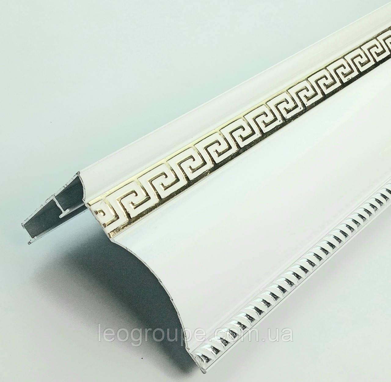 Карниз алюмінієвий подвійний "модель 08 Греція" — 1,5 м — білий + золото + срібло